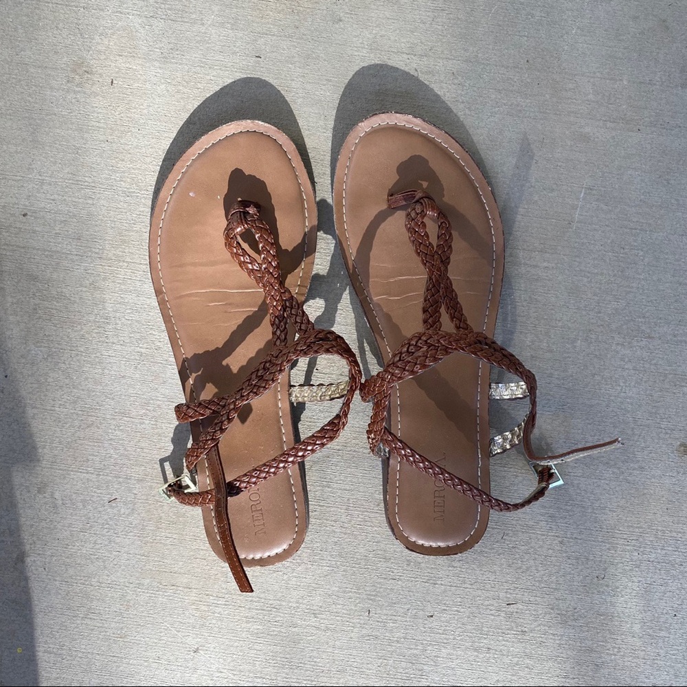 flat braided strap boho sandals